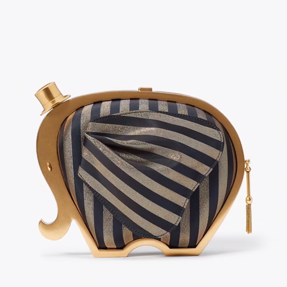 Kate Spade Ellie Striped 3d Elephant Metallic Crossbody & Clutch Bag